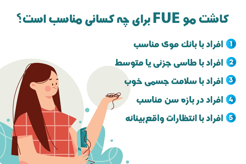 لیست افراد مناسب برای کاشت مو به روش fue